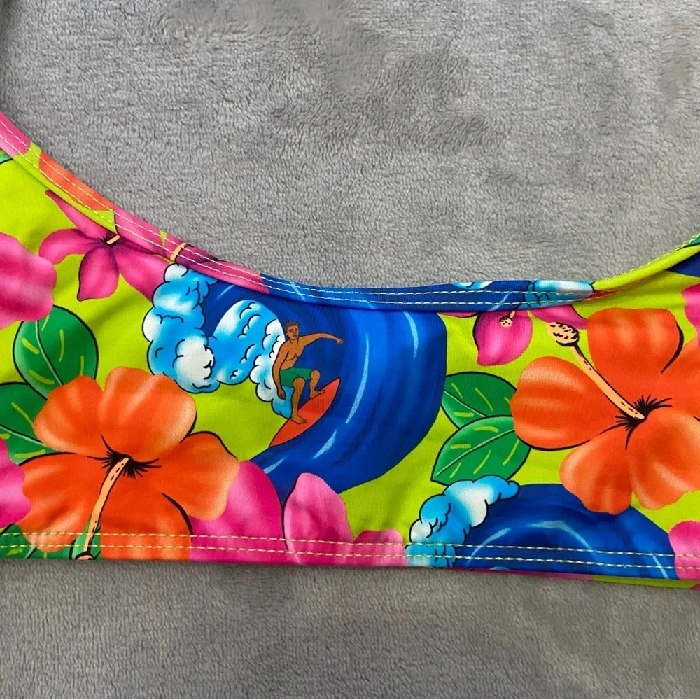 New! Frankie’s bikinis Dallas bralette top in neon surfer 24124